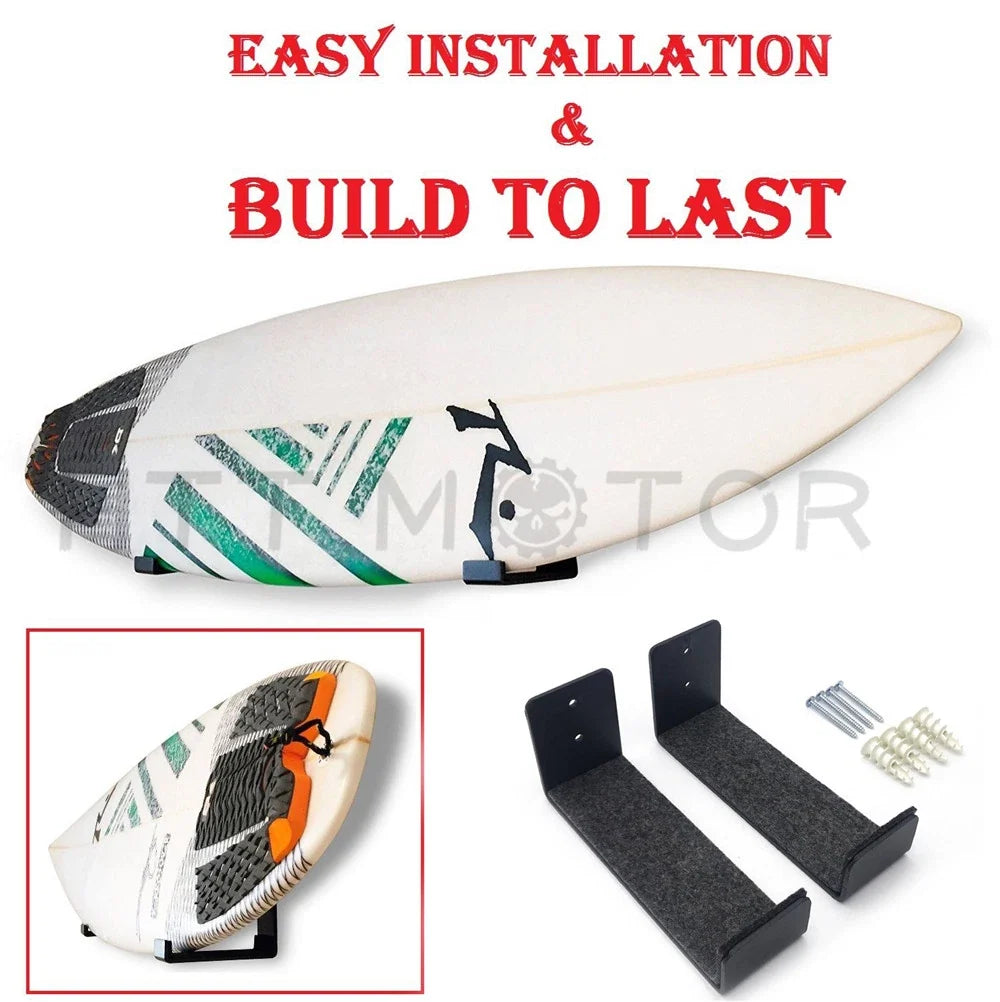 Surfboard Wall Mount Rack for Wakeboard Kiteboard (Metal Base)
