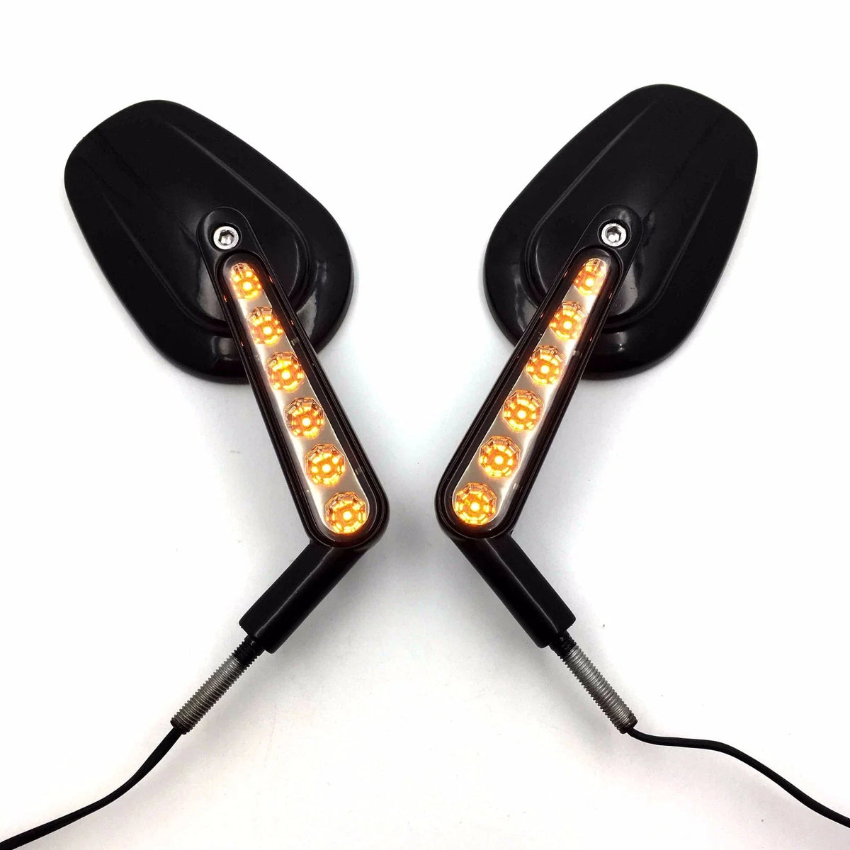 Rear View Mirror with LED Stem for Harley Davidson FLSTC FXDB DYNA FXDF FLSTF (2000–2023)