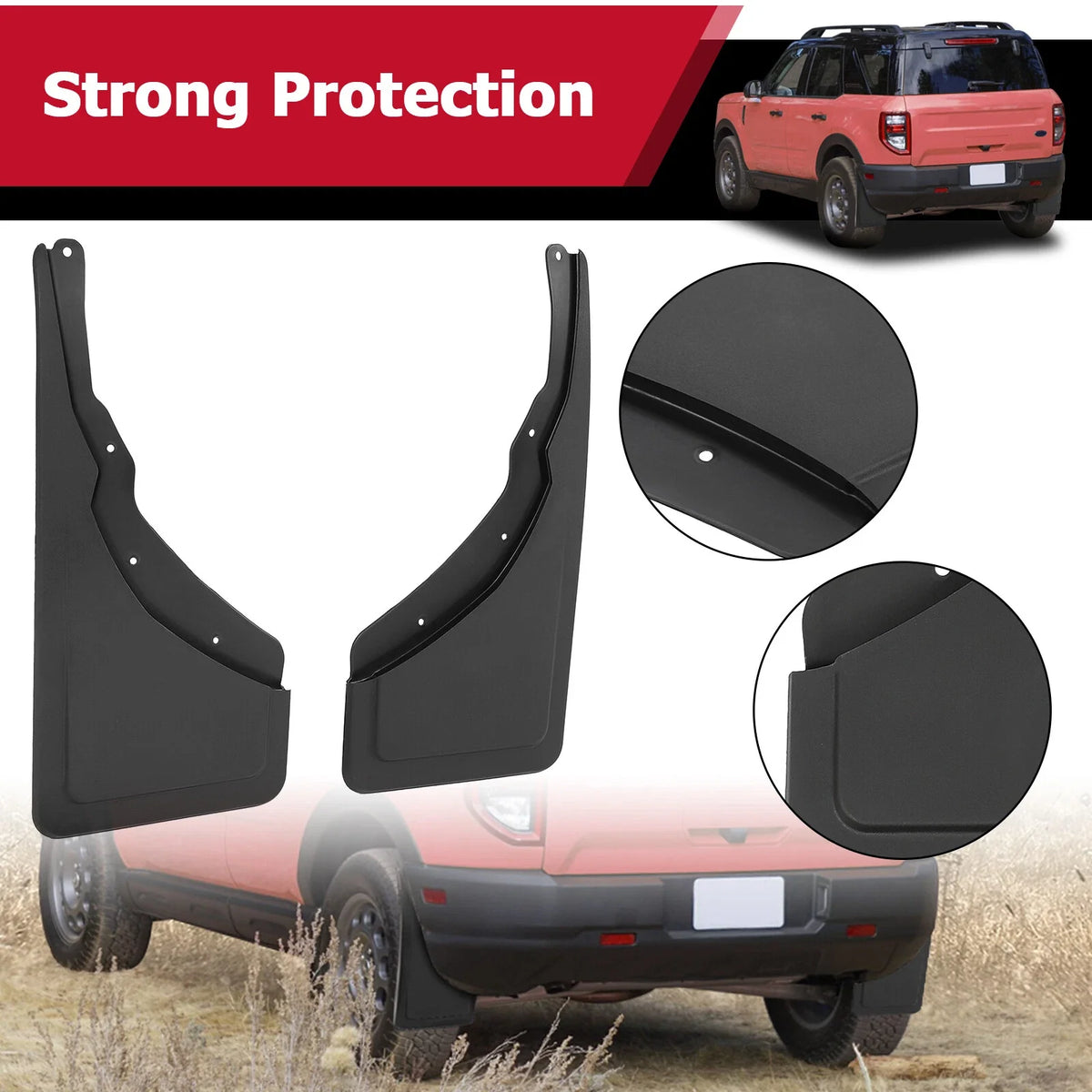Set of 2 Rear Mud Flaps for Ford Bronco Sport (2021–2024)