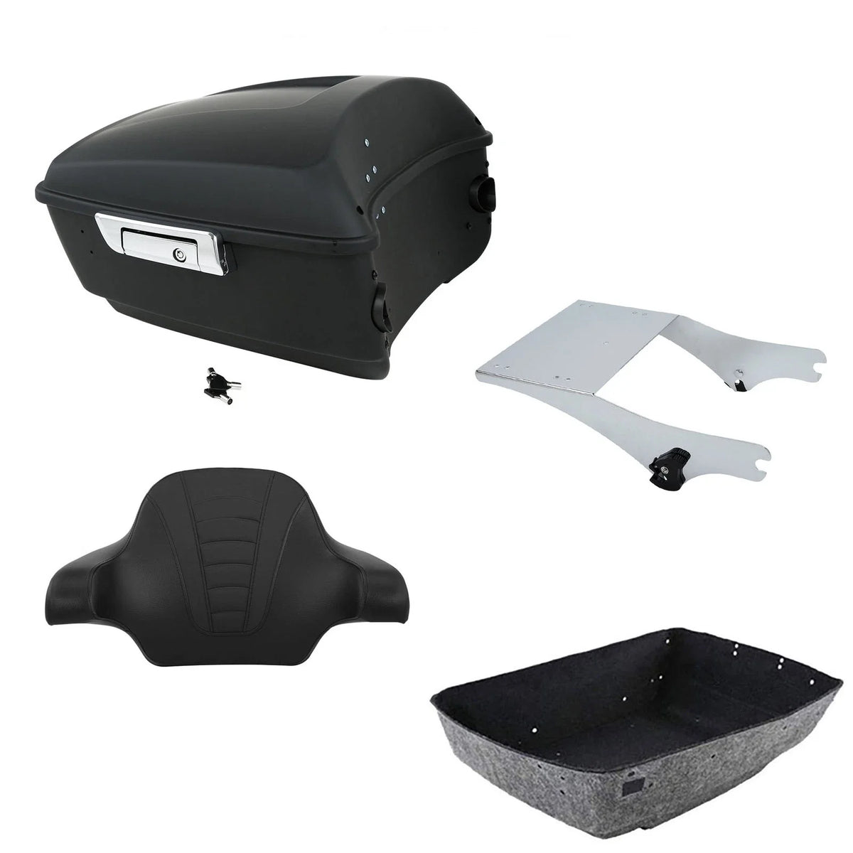 Matte Black Backrest Pad Mount Rack for Touring Models (1997-2008)
