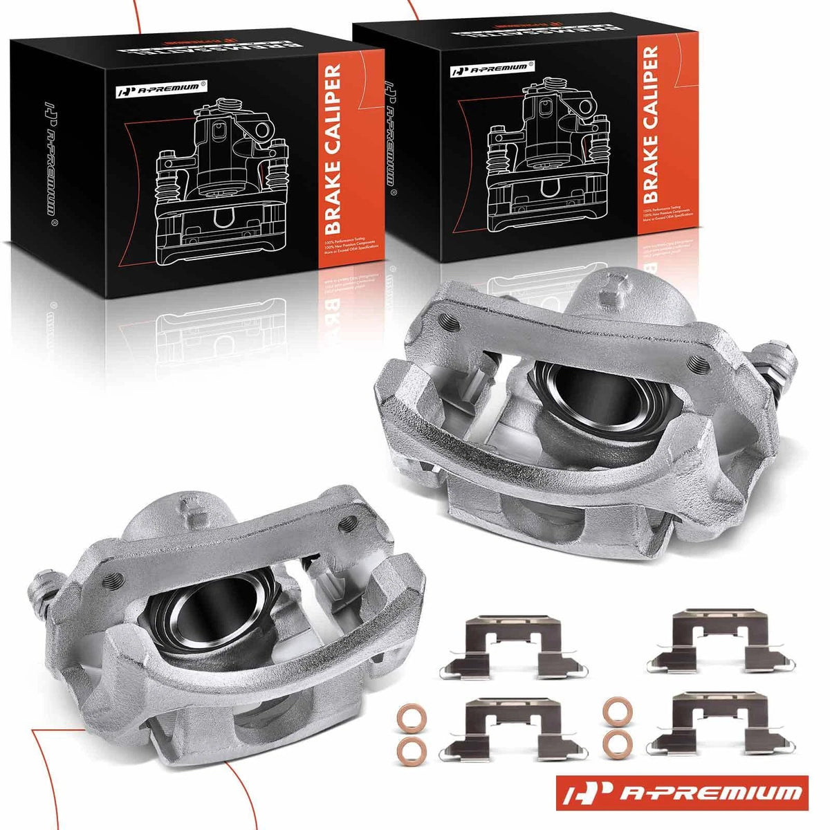 Pair Front Disc Brake Calipers with Brackets for Ford Fiesta (2011–2019)