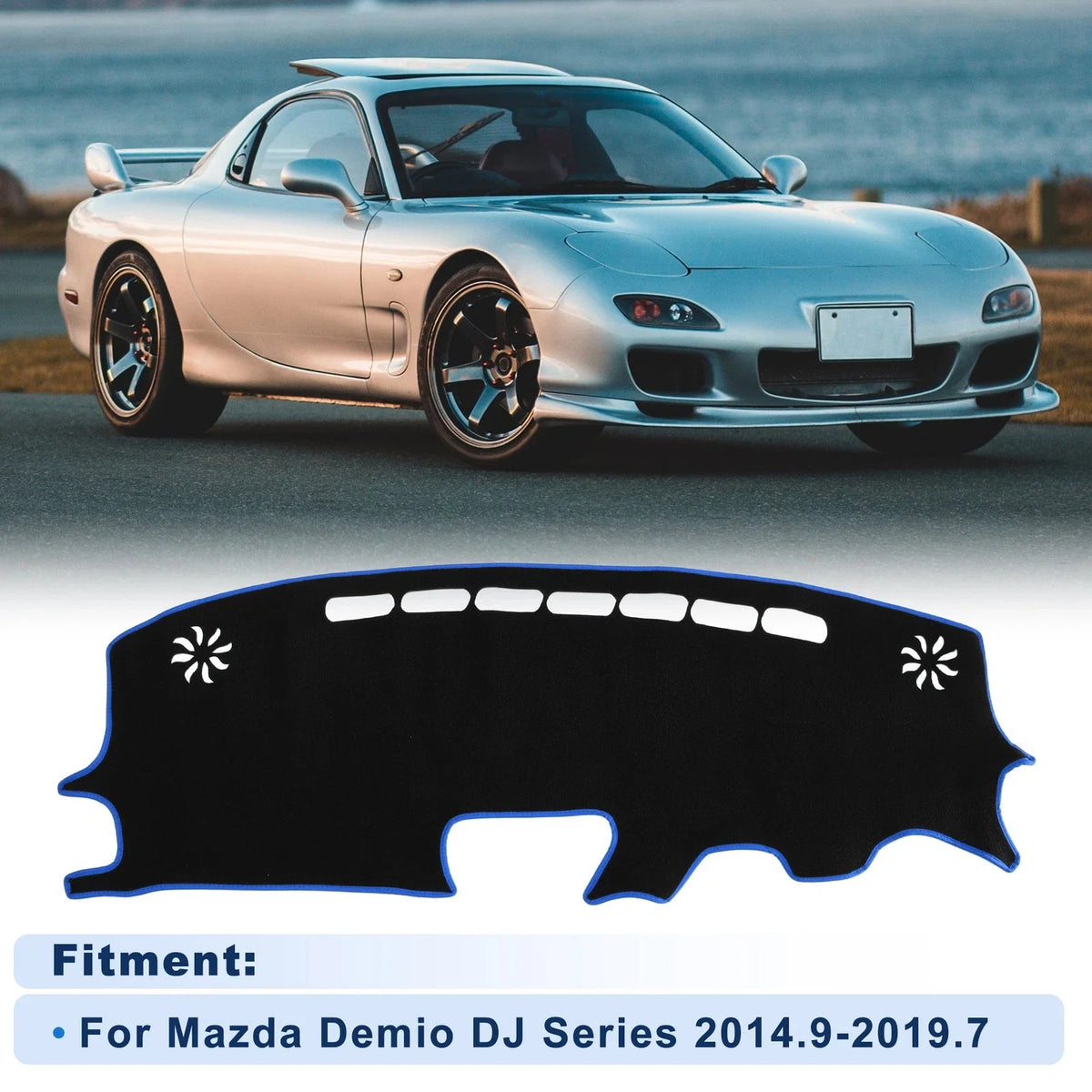 Dash Cover for Mazda Demio DJ Series (2014–2019) Polyester Black Blue Edge