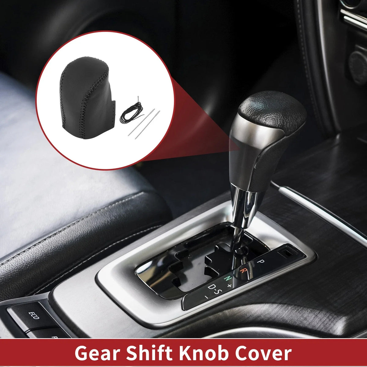 1 Pc Gear Shift Knob Cover for Honda HR-V (2023–2024) Black Faux Leather