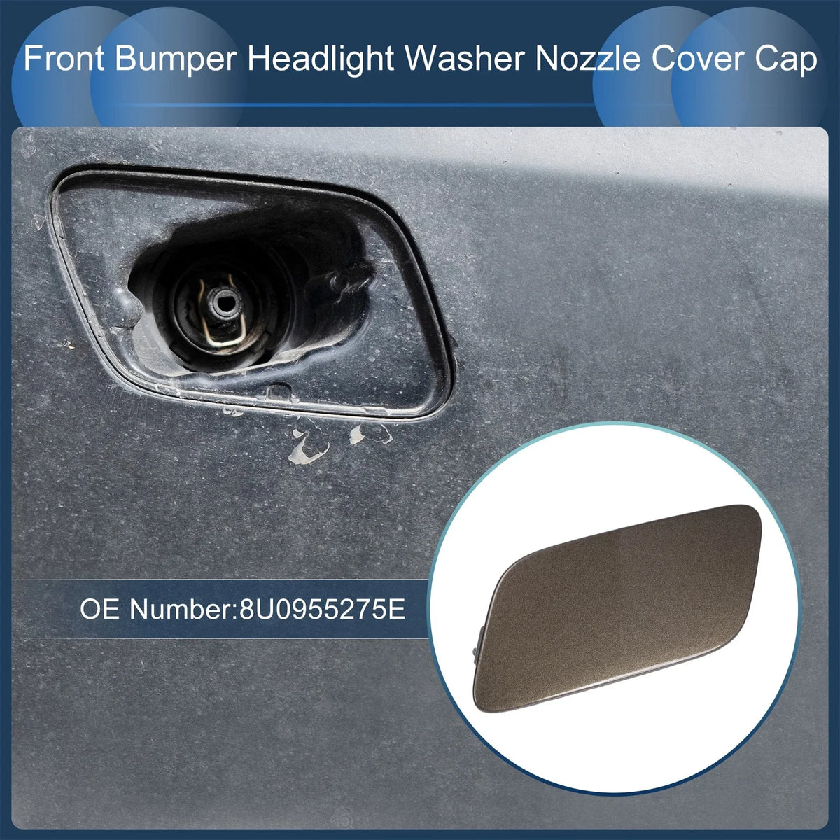 Front Left Washer Nozzle Cover Cap for Audi Q3 (2016–2017) 1Pcs Brown