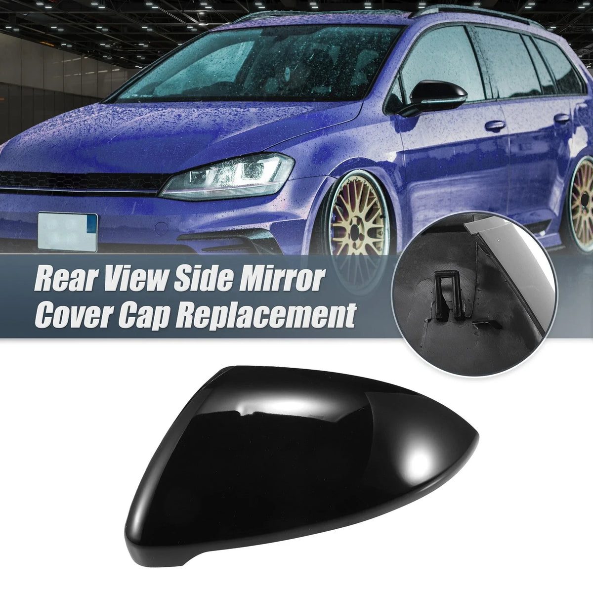 Left Mirror Cover Cap for Volkswagen Golf MK7, E-Golf (2015–2020) - Gloss Black