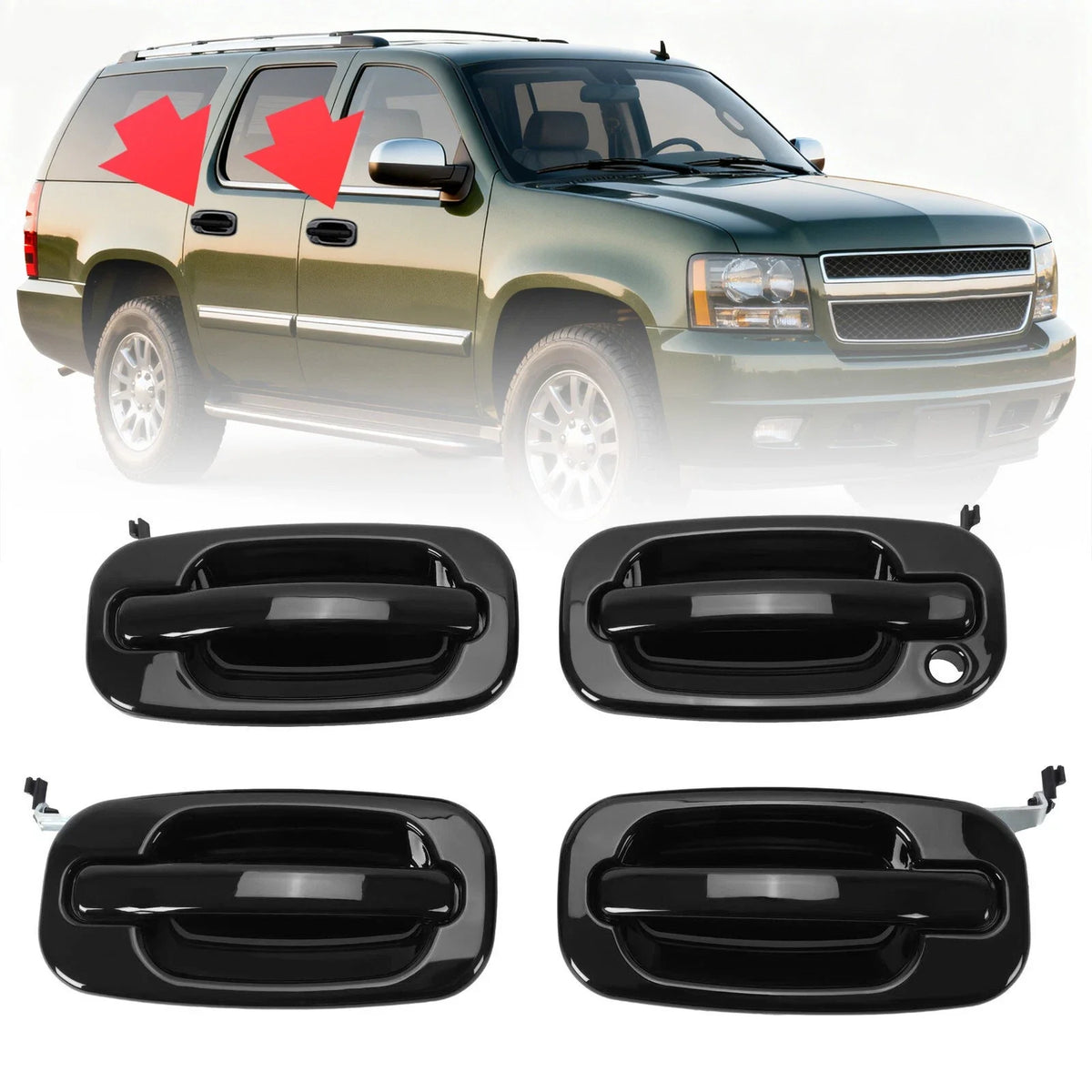 Black Painted Door Handle Set for 1999-2006 Sierra Tahoe Yukon Silverado