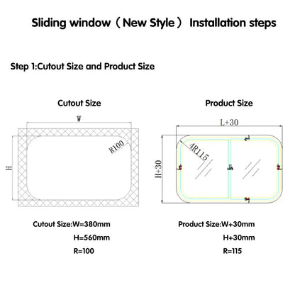 15" x 22" Vertical Slide Teardrop Window for RV Trailer