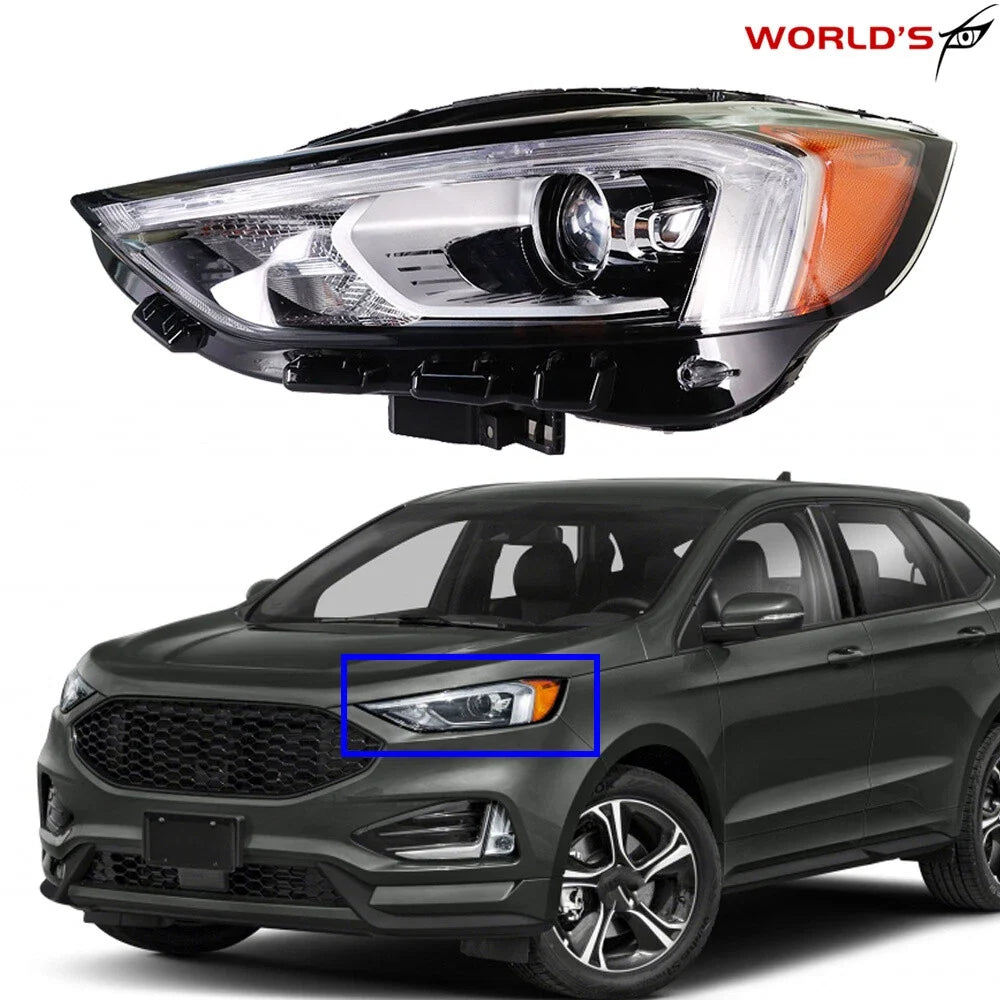 Full LED Driver Left Headlight for Ford Edge (2019–2021) Black Housing