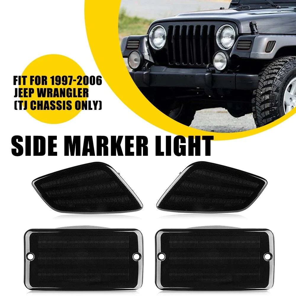 Bumper Signal Fender Side Marker Lights Cover for Jeep Wrangler TJ (1997–2006)