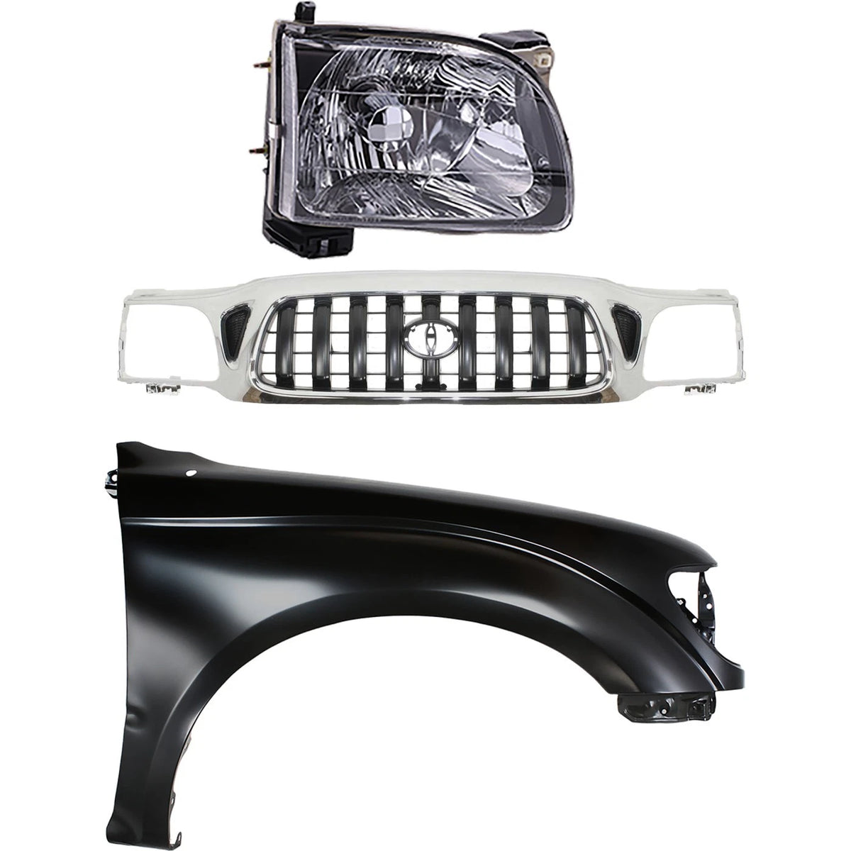 Grille Kit for Toyota Tacoma (2001–2004) - Left Side Fender & Headlight