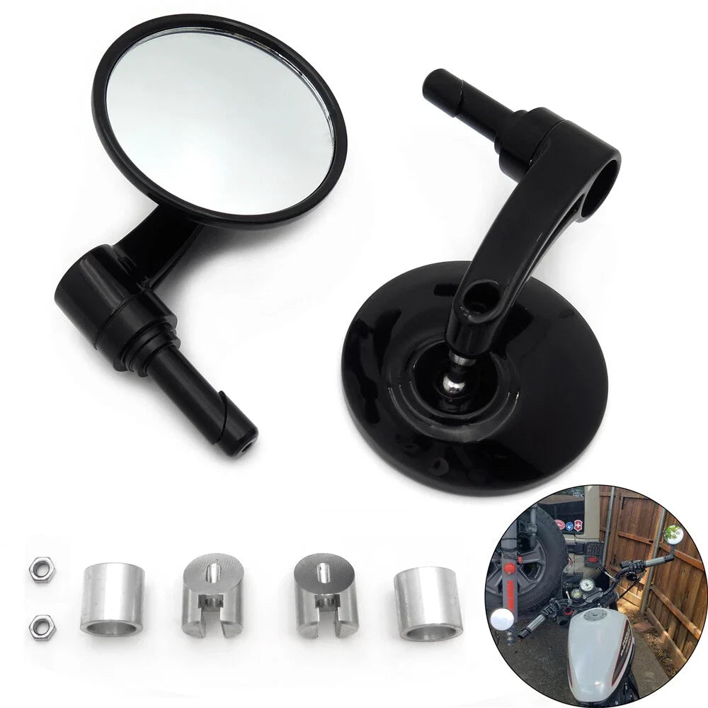 Bar End Mirror for Harley - Round Design, Diamond Cut (7/8", 1", 22mm, 25mm)