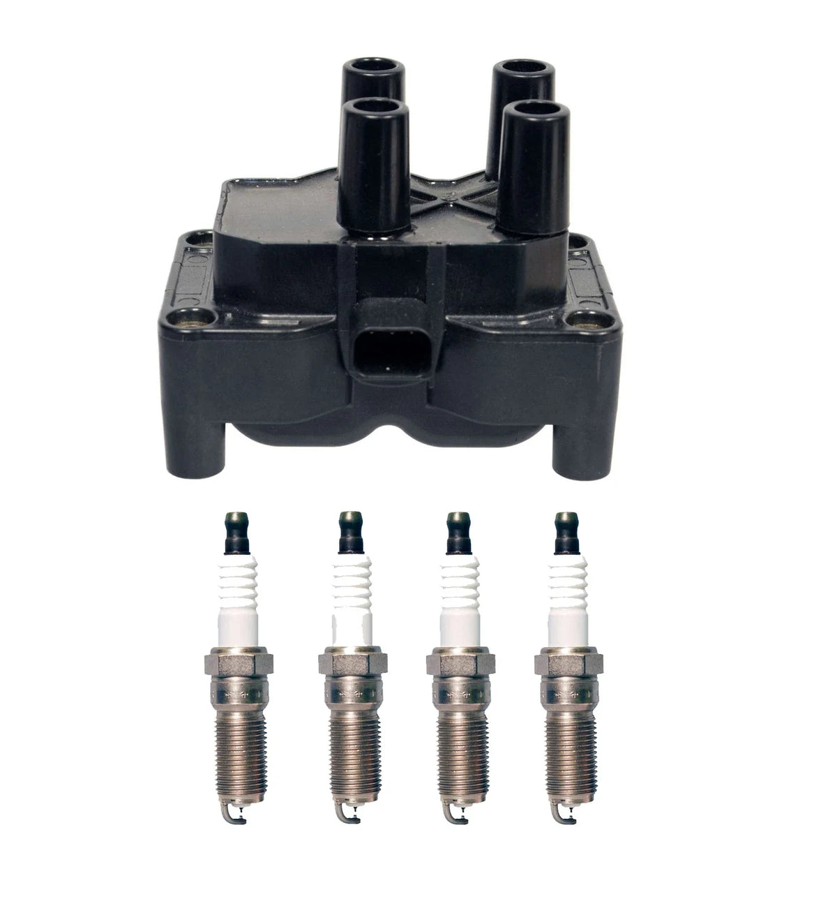 Denso Ignition Coil & 4 Iridium Power Spark Plugs for Ford Fiesta (2011–2019)