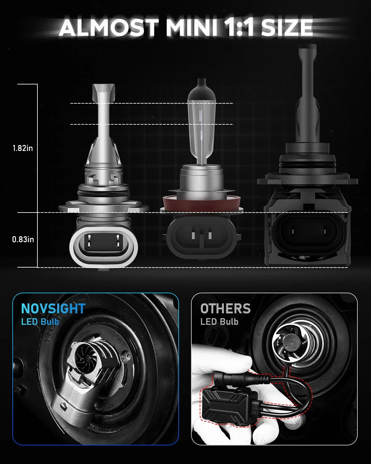 2X NOVSIGHT 9005 + H11 LED Headlight Bulbs Kit for
