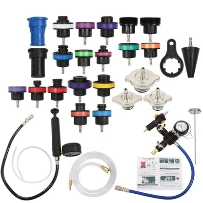 28Pcs Radiator Pressure Tester Vacuum Cooling Purge System Kit for Universal