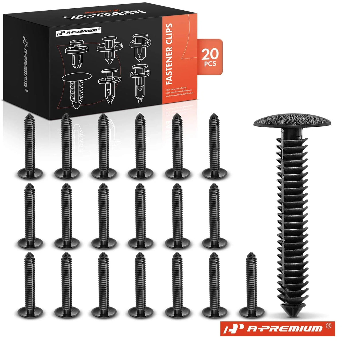 Set of 20 Nylon Black Mud Flap Retainer Clips for Ford