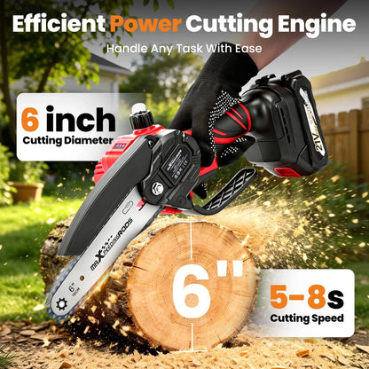 Cordless Mini Chainsaw 21V with 2 Batteries and 3 Chains