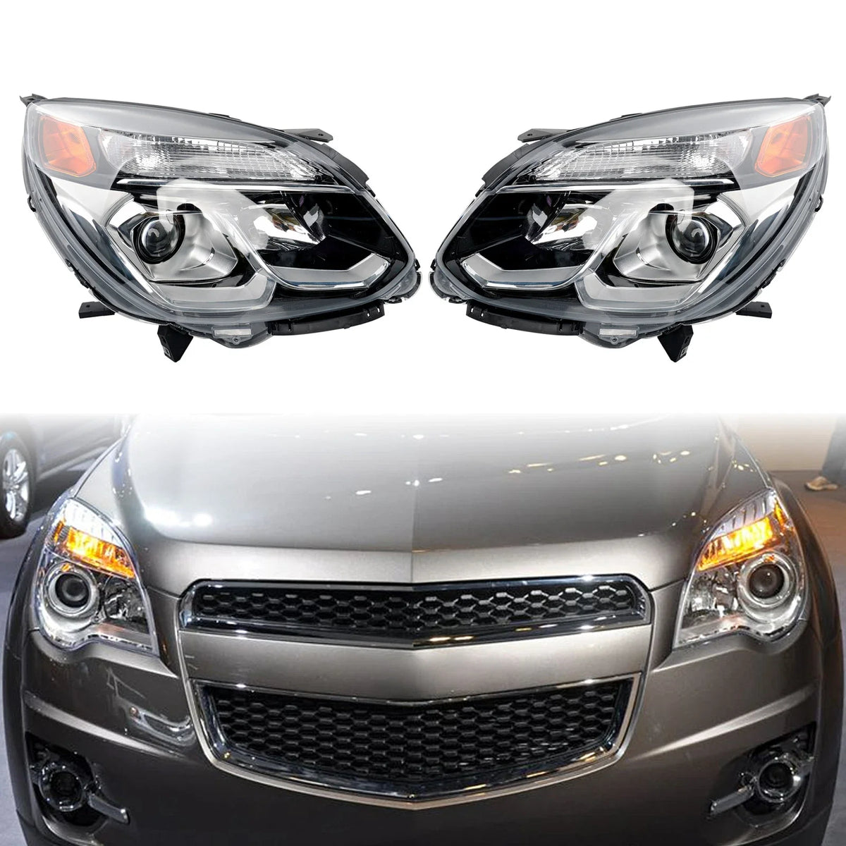 2-Piece Halogen Headlight Assembly for 2016-2017 Chevy Equinox