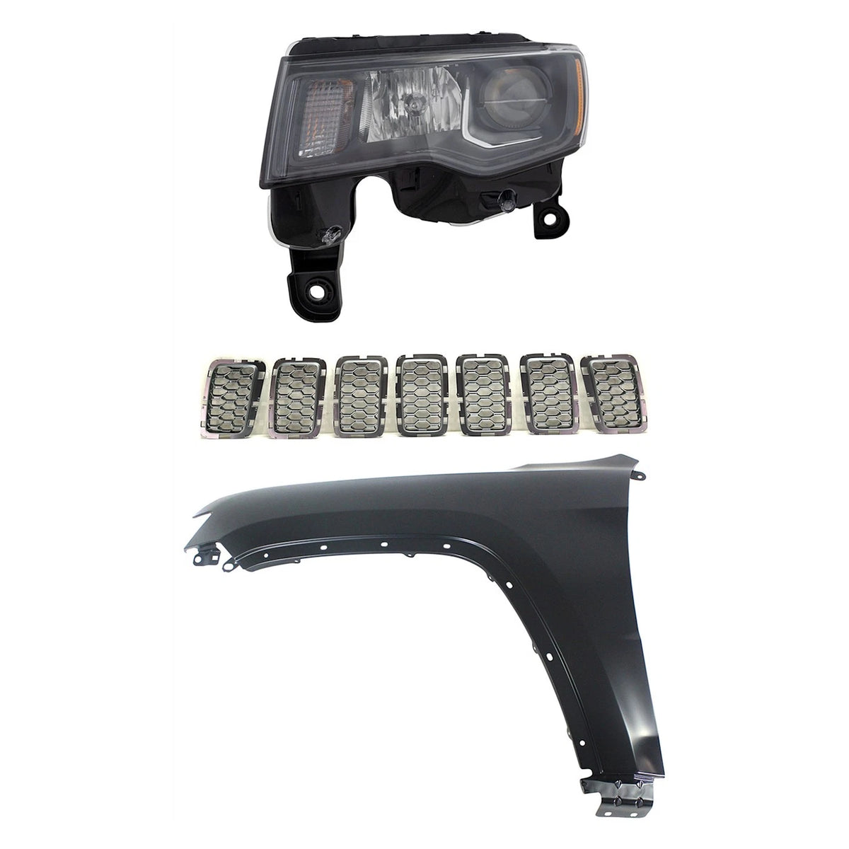 Headlight Kit for Jeep Grand Cherokee (2017–2021) LH Assembly Black Trim