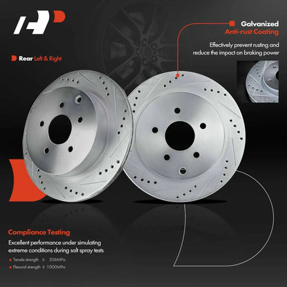 Set of 8 Rear Brake Pads and Drilled Rotors for Murano/Pathfinder