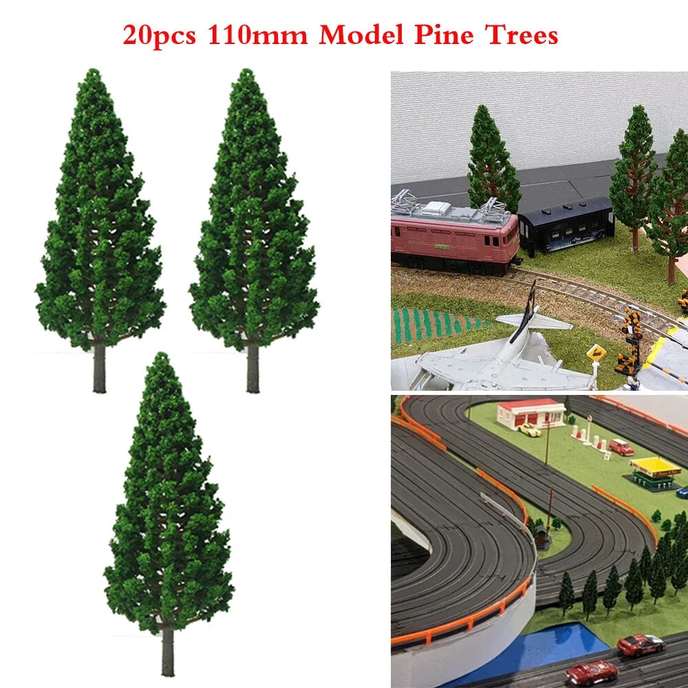 20pc 11cm Pine Trees for O Scale Model Train Railroad Landscape