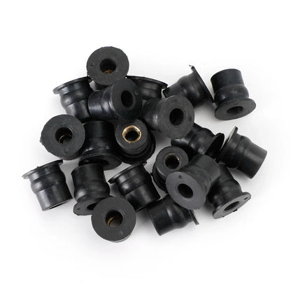 20-Piece M6 Rubber Well Nuts for Windscreen & Fairing - 13mm Fit
