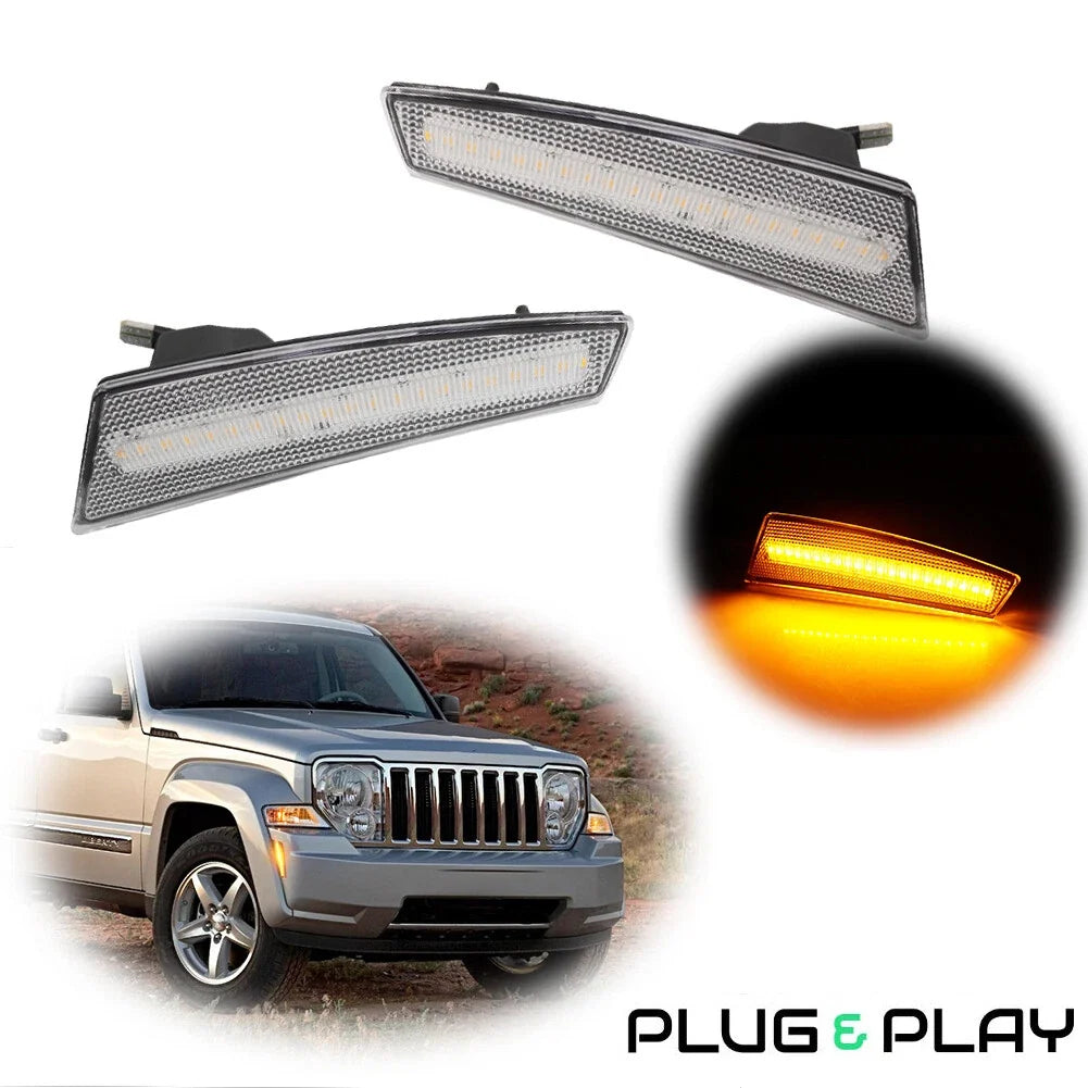 Clear Lens Amber LED Front Side Marker Lamp for Jeep Liberty (2008–2012)