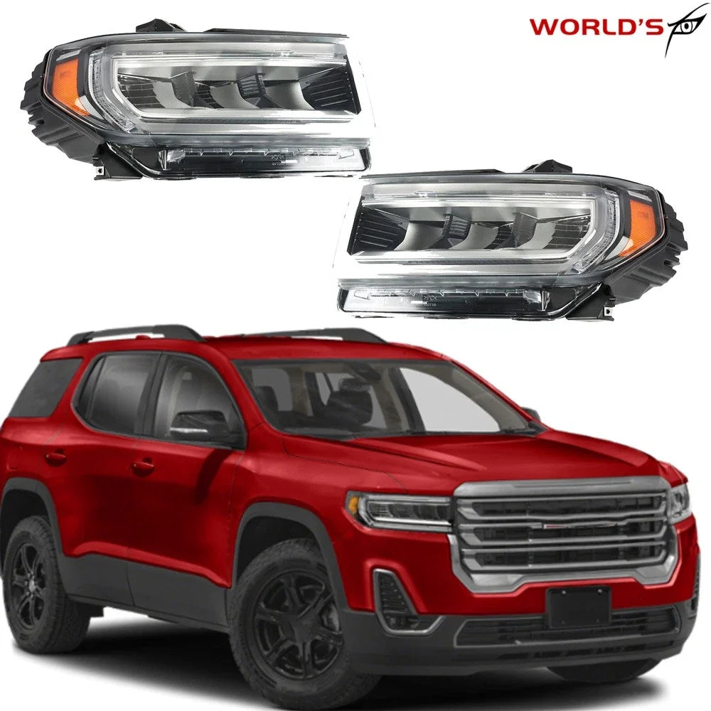 Pair Full LED Headlights for GMC Acadia AT4 (2020–2023) Chrome Housing
