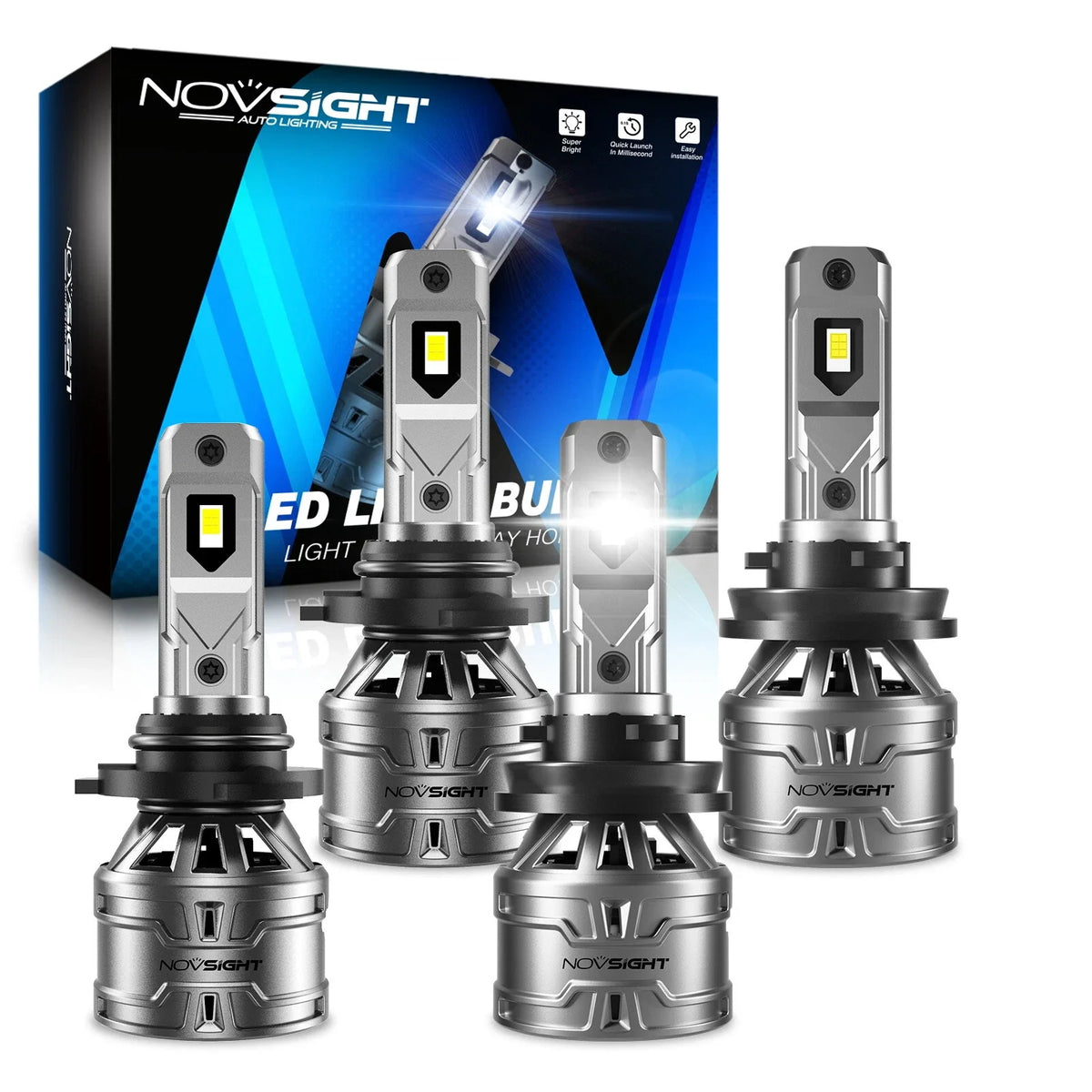 Set of 4 9005 H11 Combo LED Headlight Bulbs for High Low Beam (6500K)