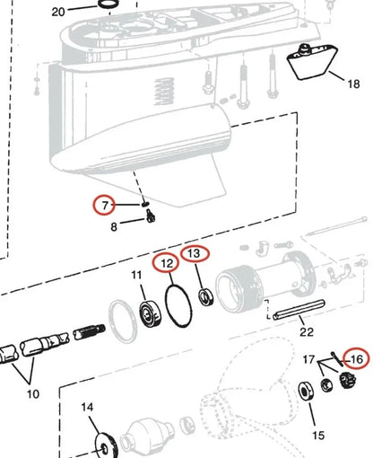 OMC Cobra Volvo Penta SX Lower Gearcase Oil Seal Set of 2 (3863090, 3852865)