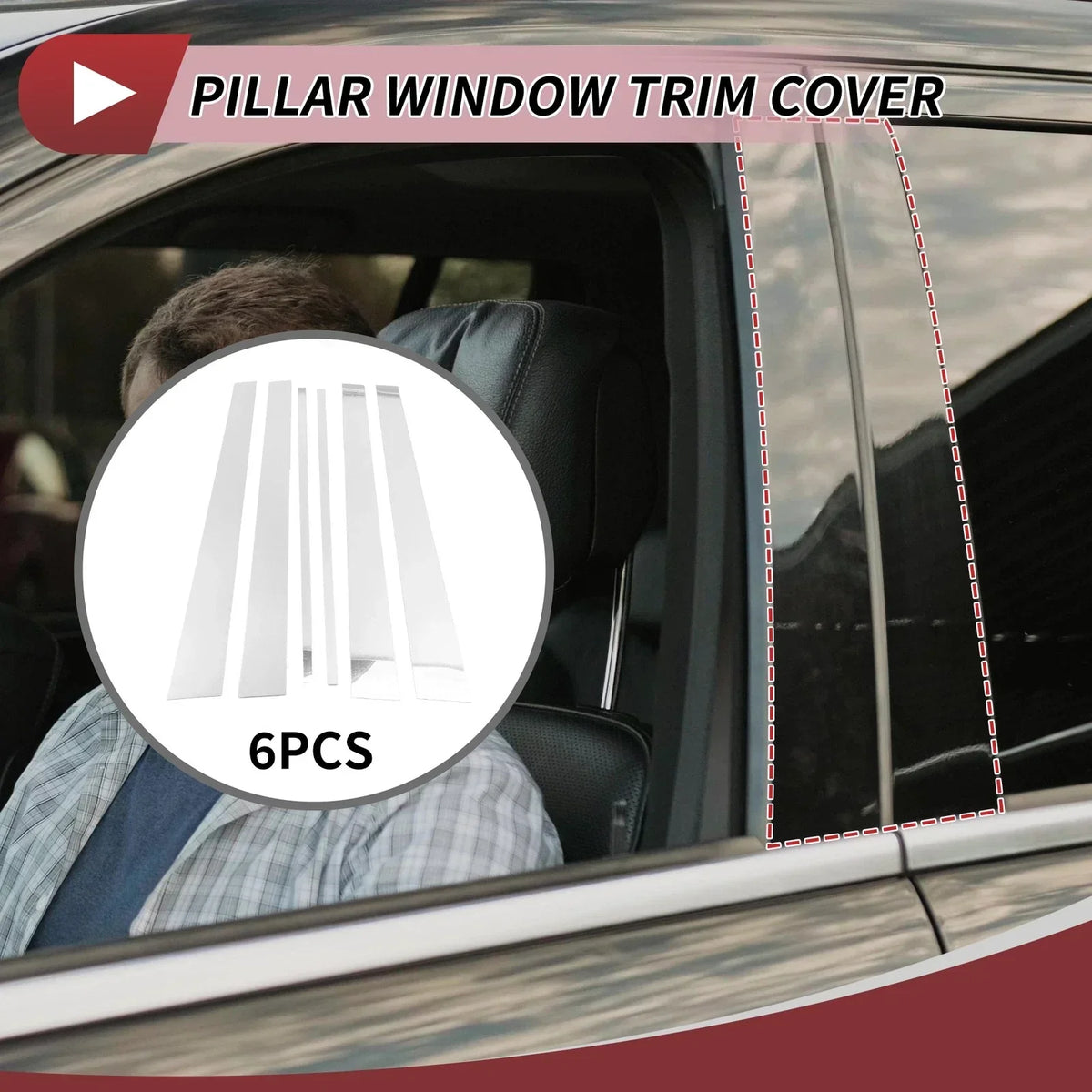 Chrome Silver Window Trim for Lexus LX Door Pillars (1998-2007) - 6 Pcs