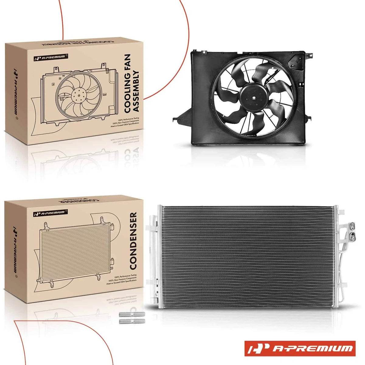 A/C Condenser & Cooling Fan Assembly Kit for Kia Sorento (2014–2015)