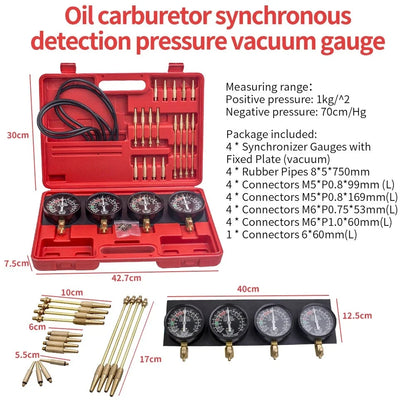 4-Piece Fuel Vacuum Carburetor Synchronizer Tool Set