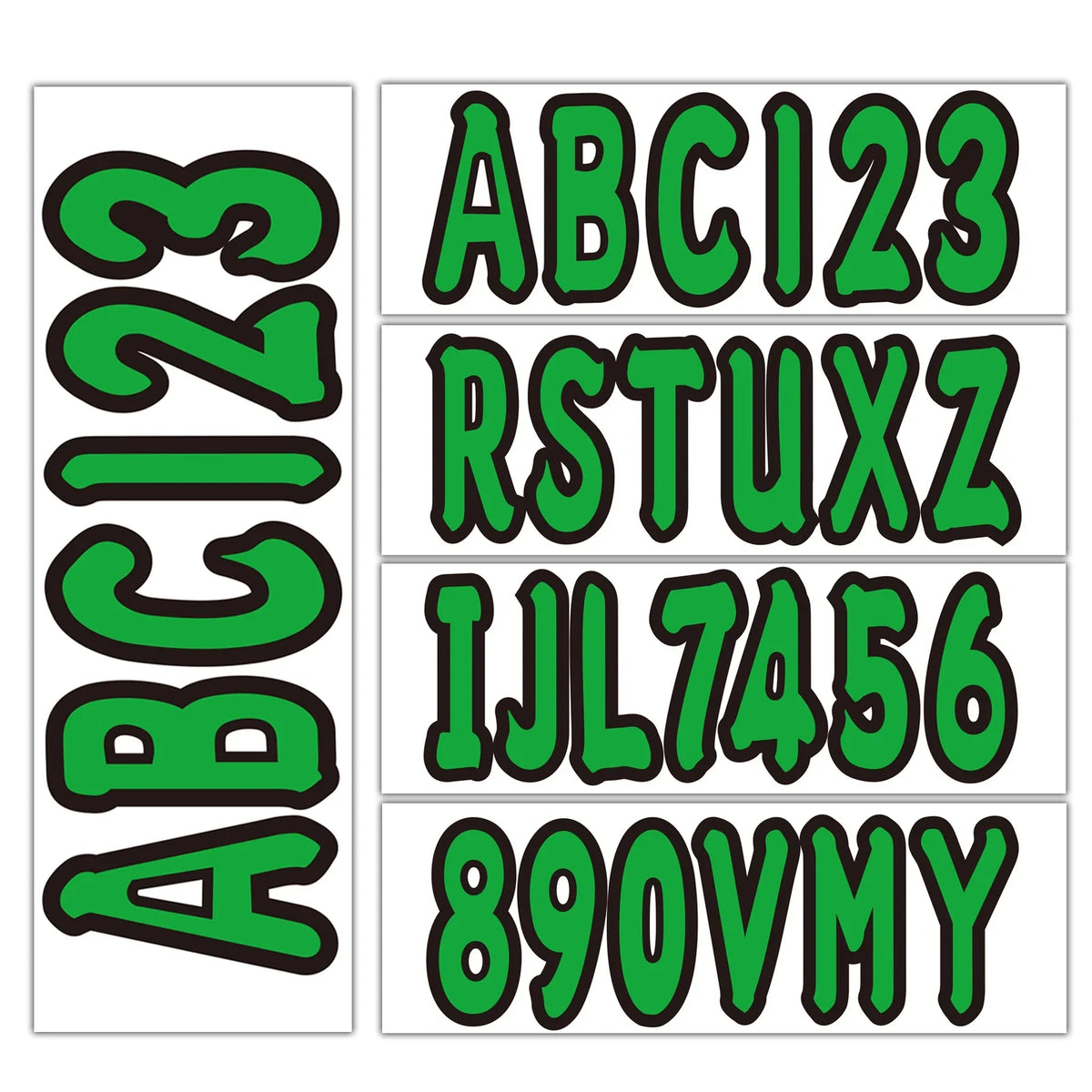 Set of 4 Custom Boat Registration Numbers Decal Stickers A-Z 0-9 Green