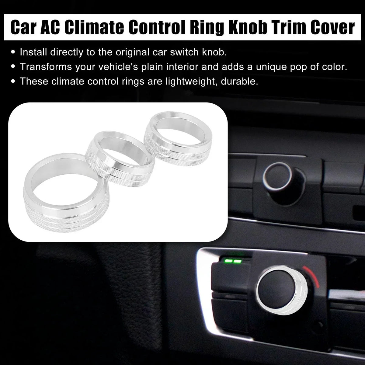3 x Trim Covers for AC Climate Control Knobs - Dodge Charger 2015-2023