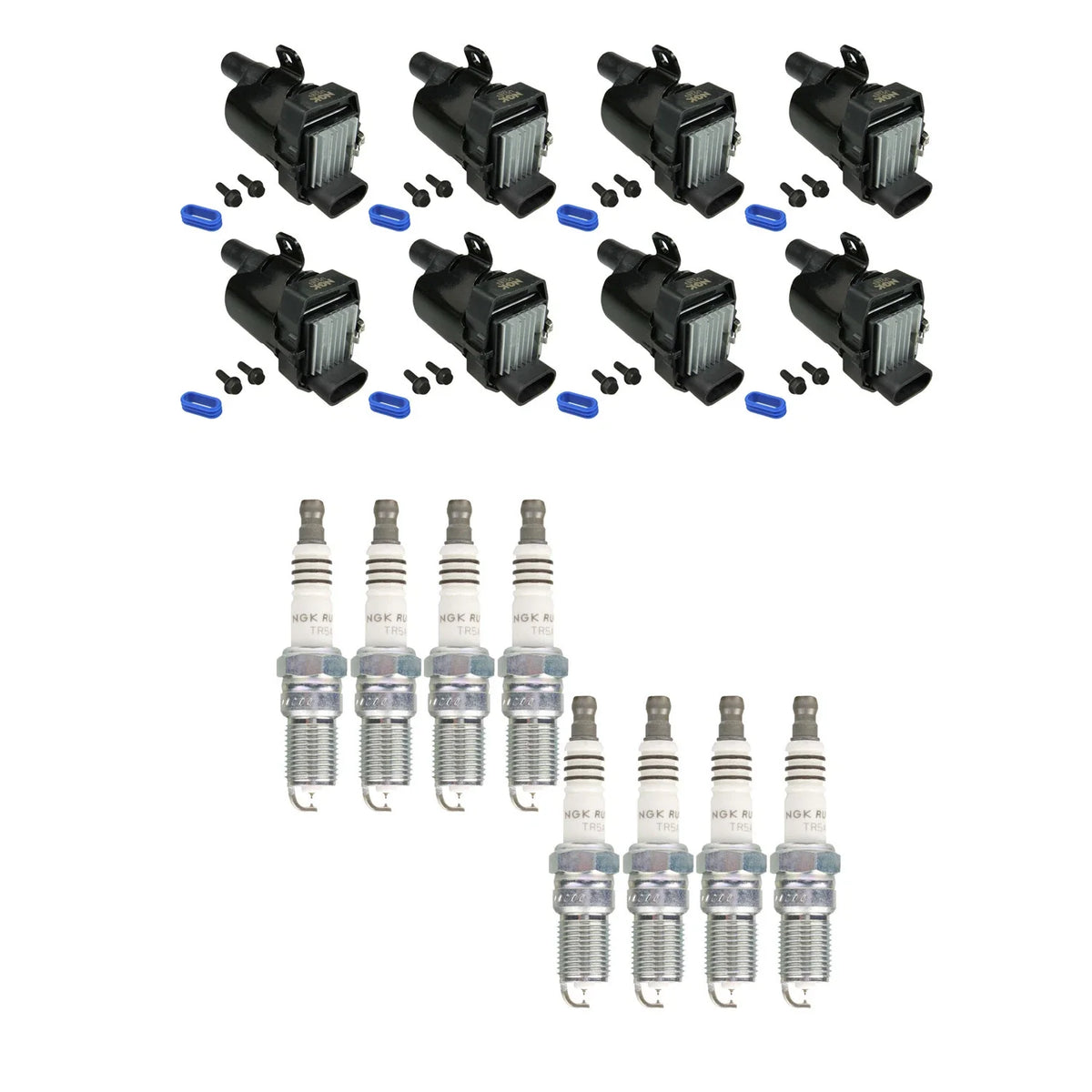 Set of 8 NGK Ignition Coils & Ruthenium Spark Plugs for Silverado 1500, Sierra 1500