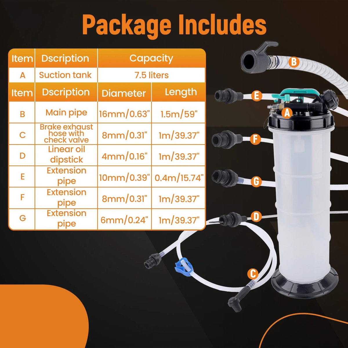 Dual Mode Oil Extractor 7.5L for Car (Manual & Pneumatic)