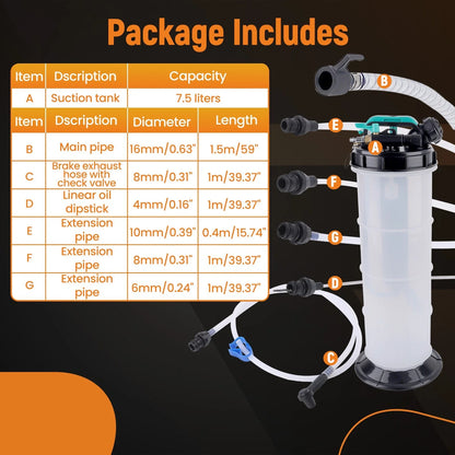 Dual Mode Oil Extractor 7.5L for Car (Manual & Pneumatic)