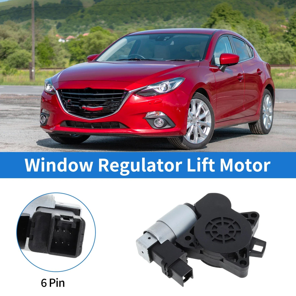 Power Window Regulator Lift Motor for Mazda 3 L4 2.0L/2.3L (2004–2009)