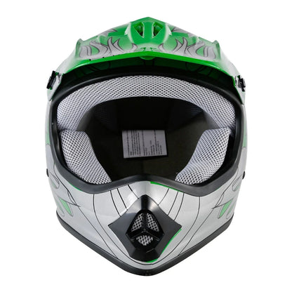 Youth ATV Helmet for Kids Green DOT Full Face Motocross