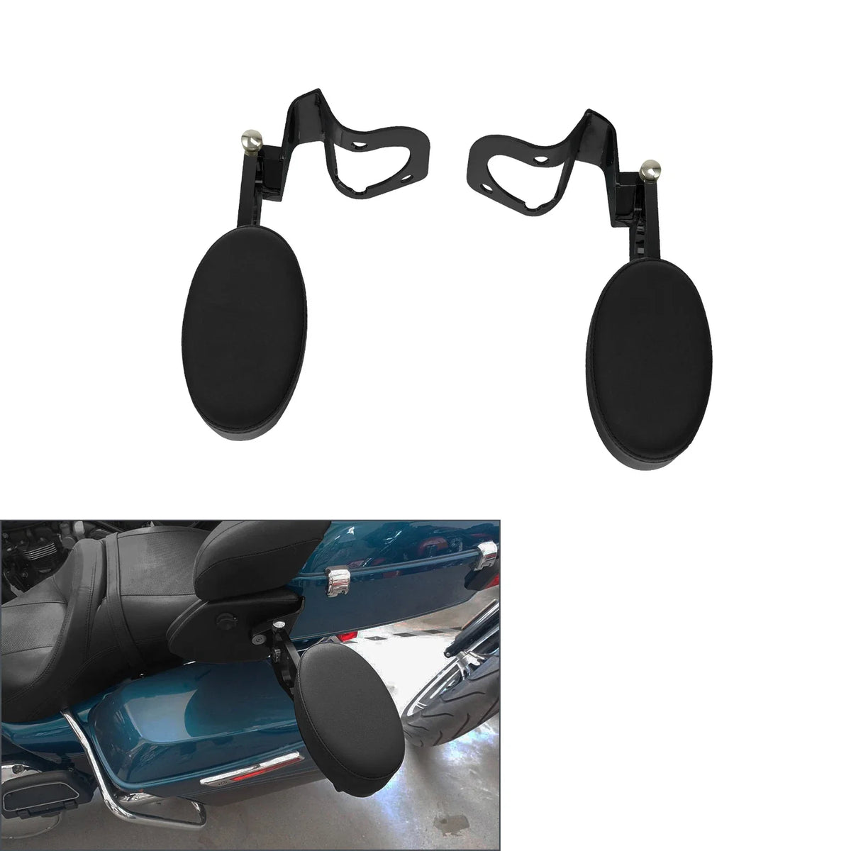 Passenger Armrests Adjustable Black for Harley Street Glide 2014 and Up