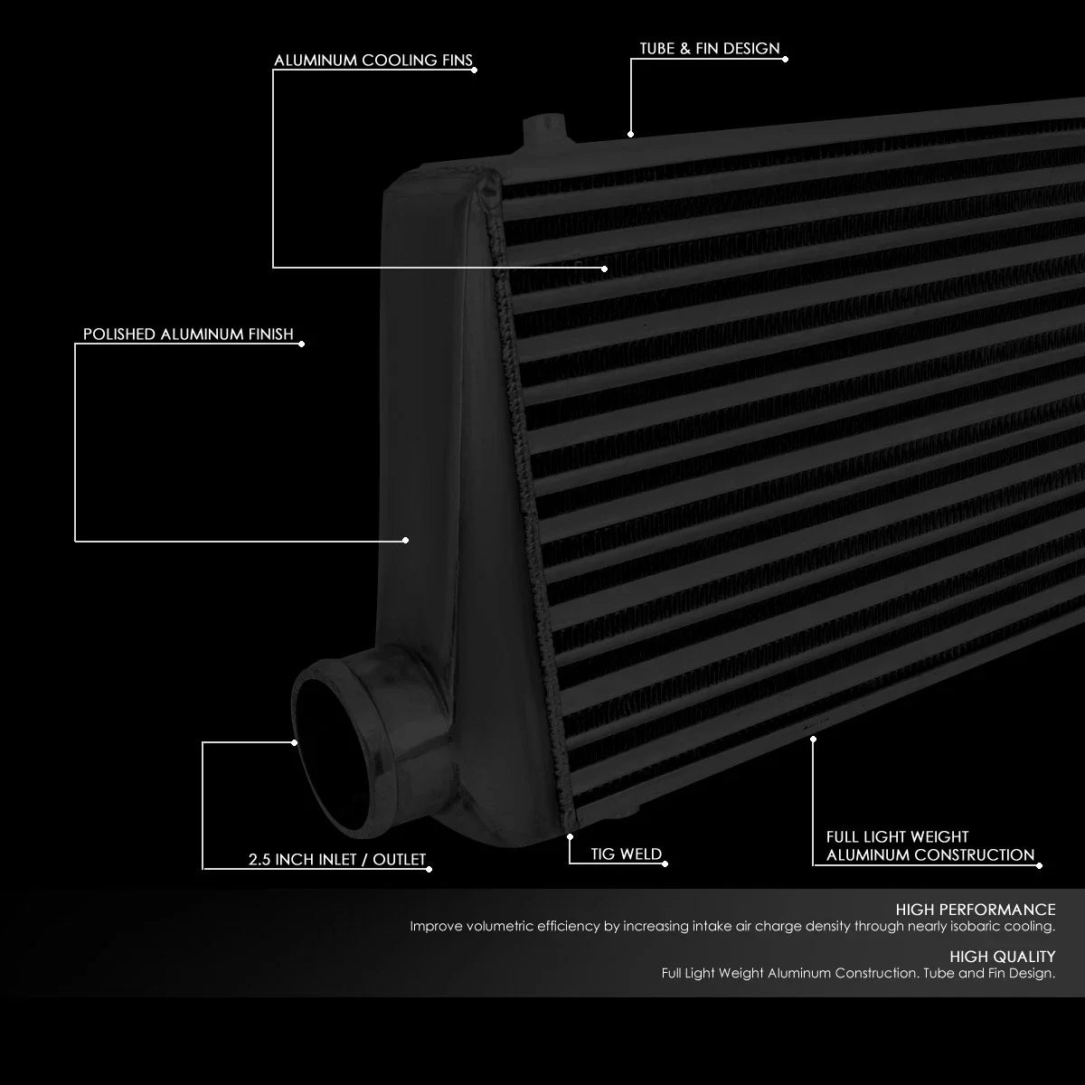 Performance Front Mount Intercooler for Turbo Vehicles (31"x13"x3")