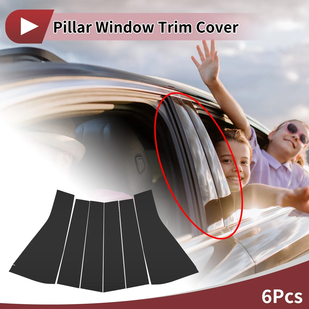 Set of 6 Door Pillar Window Trim for KIA Carnival (2020–2023) Black