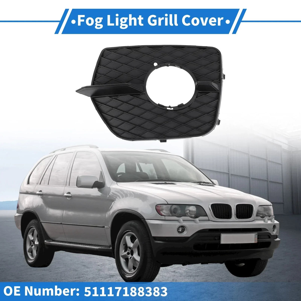 Front Left Fog Light Grill - Black for BMW X6 (2008-2014)