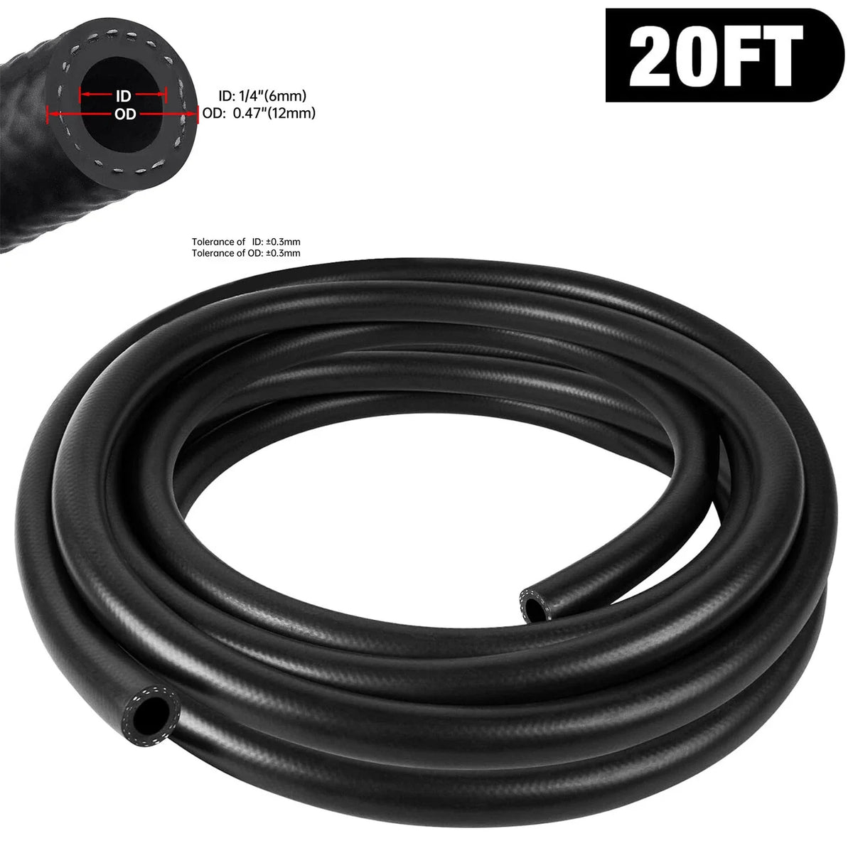 Fuel Line 1/4 Inch ID NBR Hose for Small Engine (20FT) (2019–2024)