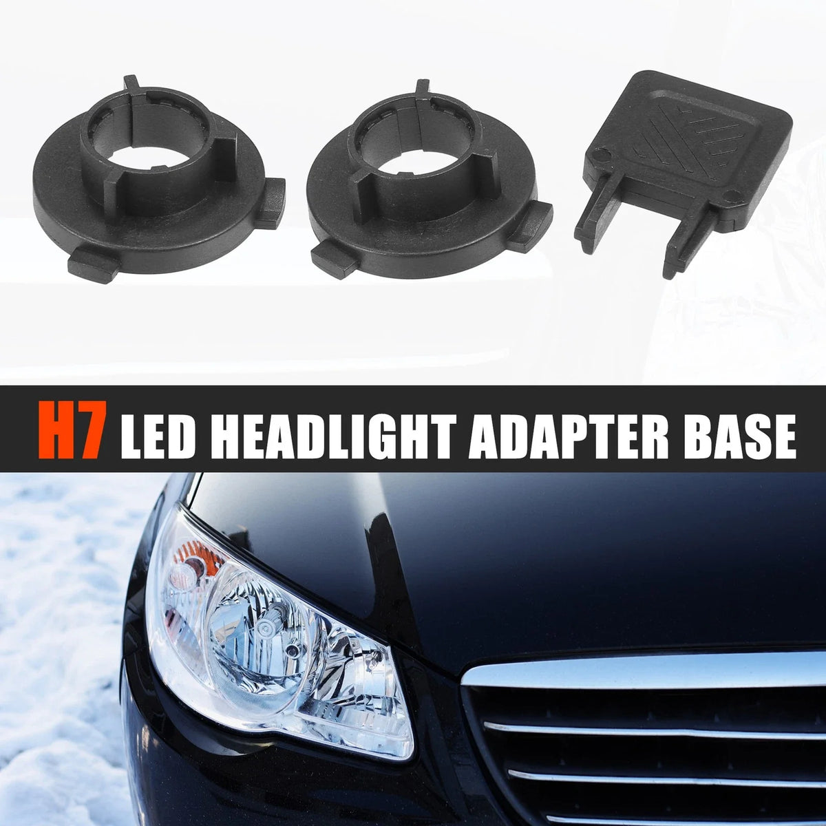 Set of 2 H7 LED Headlight Adapter Bases for Kia K3 (2012–2015)