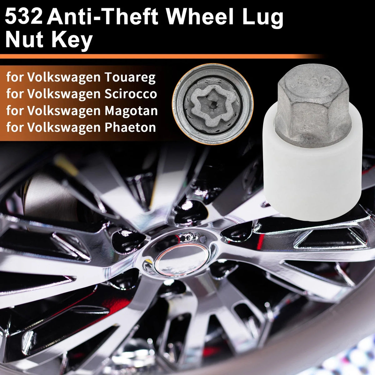 Wheel Lock Lug Nut for Volkswagen Touareg (2004–2017) 532