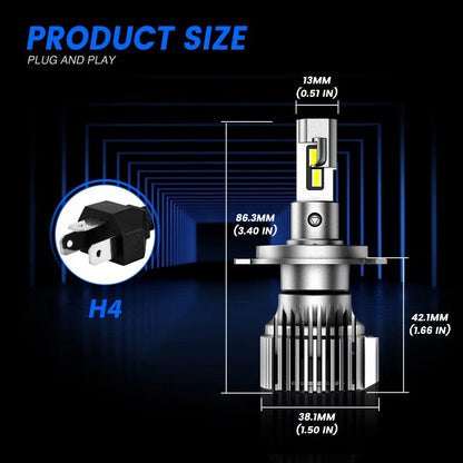 2X 9003 H4 LED Headlight Bulbs Kit 100W 6500K Hi/Lo Beam for Universal