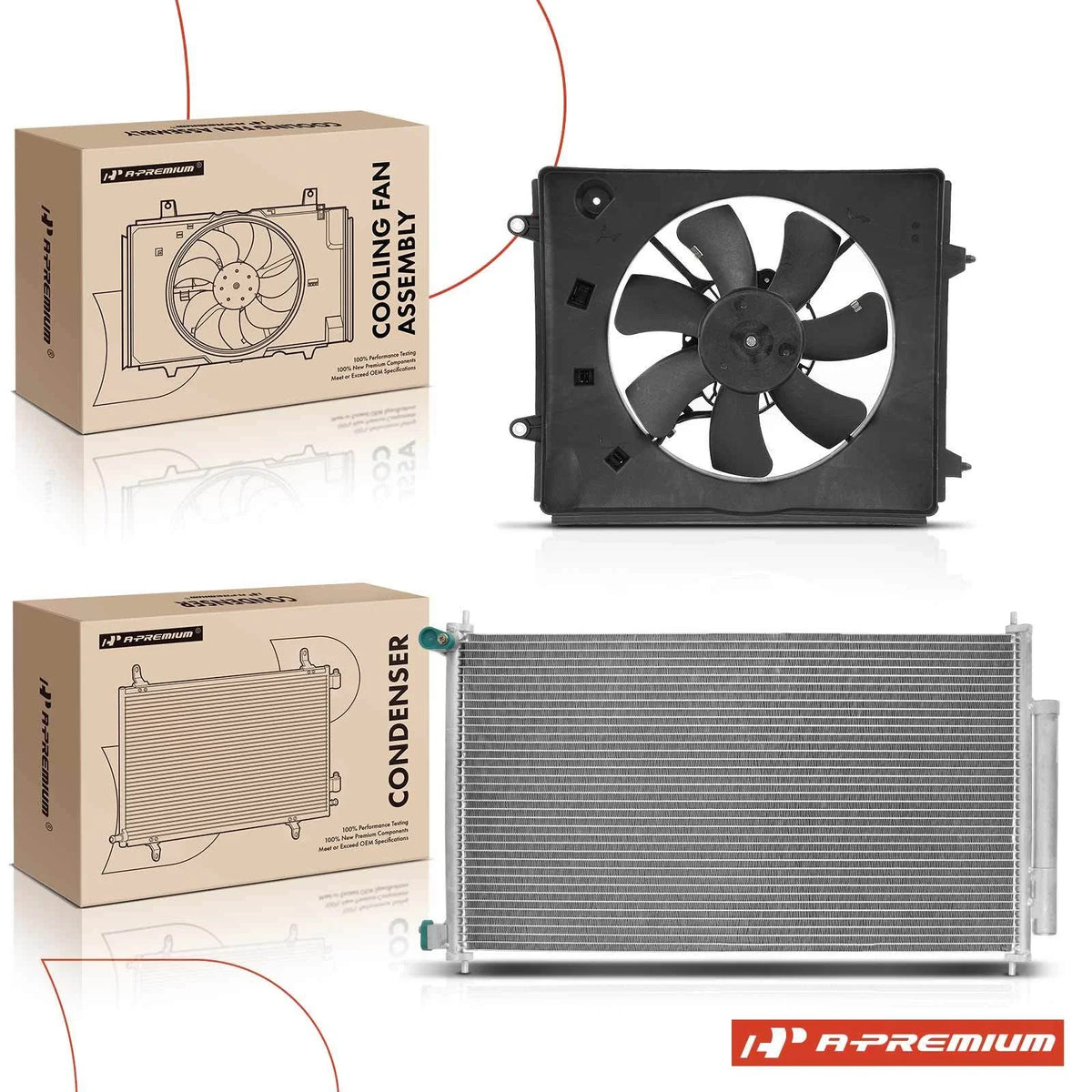 AC Condenser and Cooling Fan Assembly Kit for Honda CR-V (2012–2014)