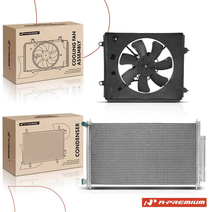 AC Condenser and Cooling Fan Assembly Kit for Honda CR-V (2012–2014)