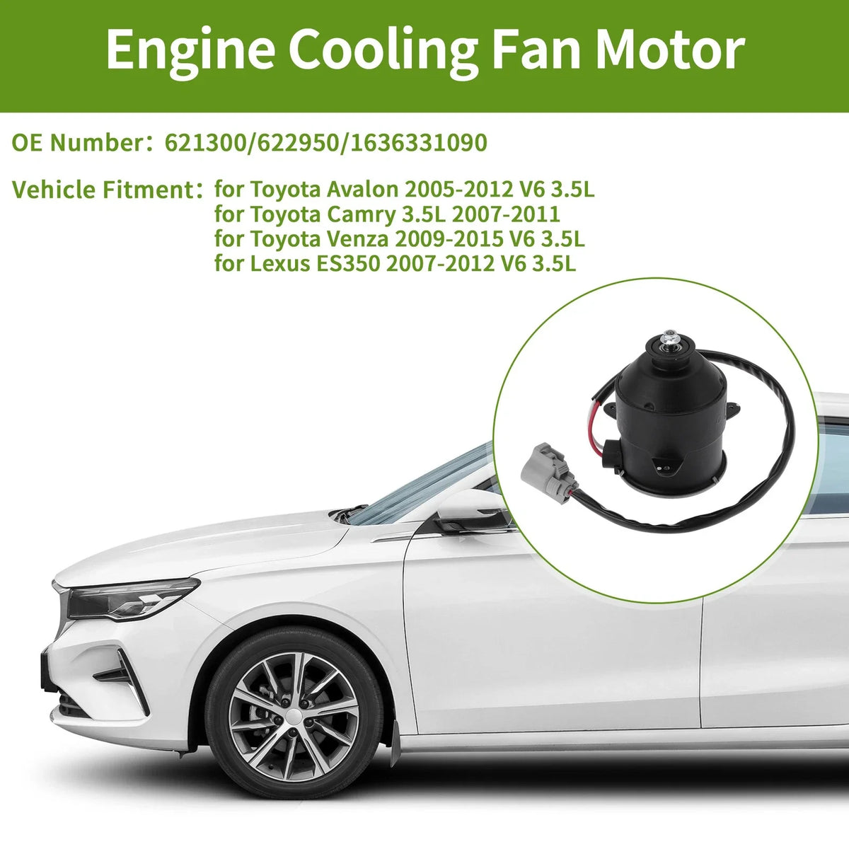 Radiator Fan Motor for Toyota Avalon (2005–2012) V6 3.5L No. 621300
